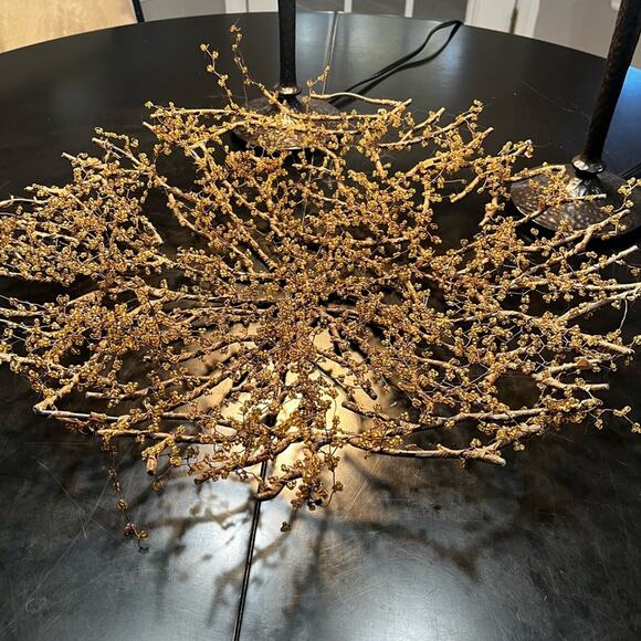 NEW Pottery Barn Amber Bead Wrapped Metal Branch Wreath Centerpiece Bowl 20” HTF - Picture 6 of 15